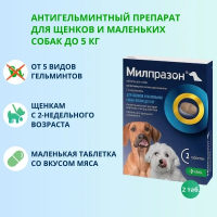 Милпразон таблетки для собак, 2х2,5 мг / 25 мг