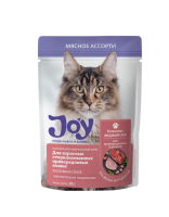 JOY ЭНДЖОЙ 85 г КОРМ ДЛЯ СТЕРИЛИЗОВАННЫХ КОШЕК КУСОЧКИ В СОУСЕ МЯСНОЕ АССОРТИ