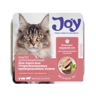 JOY ЭНДЖОЙ 100г консервированный корм для взрослых стерилизованных кошек паштет мясное ассорти