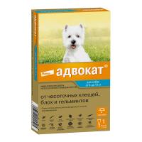 Адвокат капли (1пип) д/собак 4-10кг от чесот.клещей, блох и гельминтов