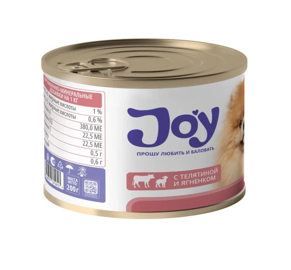 JOY ФИТ 200г консервированный гипоаллергенный корм для собак c чувствительным пищеварением с телятиной и ягненком