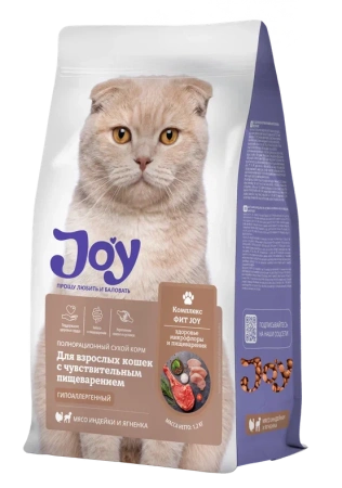 JOY ФИТ 7 кг сухой корм для взрослых кошек c чувствительным пищеварением