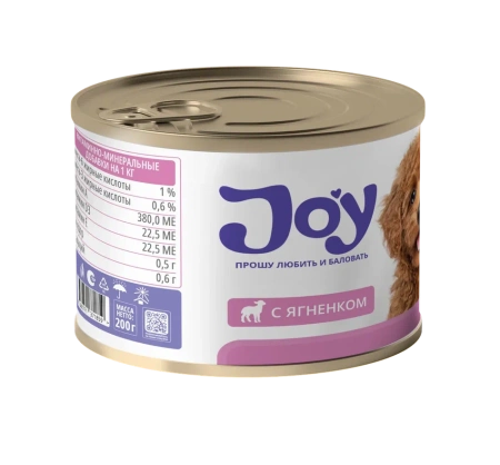 JOY БЕБИ СТАРТЕР 200г консервированный гипоаллергенный для щенков с 1-го месяца жизни с ягненком