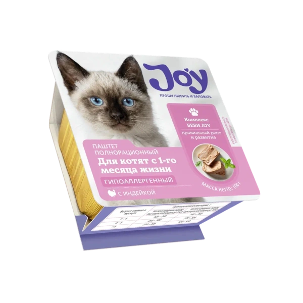 JOY БЕБИ 100г консервированный корм для котят паштет с индейкой