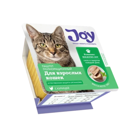JOY ИММУНО 100г консервированный корм для поддержания иммунитета у взрослых кошек паштет с курицей