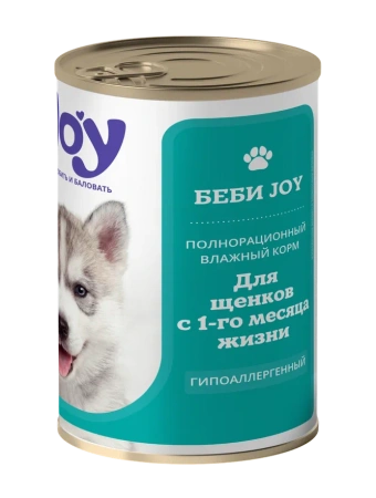 JOY БЕБИ 340г консервированный гипоаллергенный корм для щенков с 1-го месяца жизни с ягненком