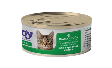 JOY ИММУНО 95г консервированный корм для поддержания иммунитета у кошек с курицей