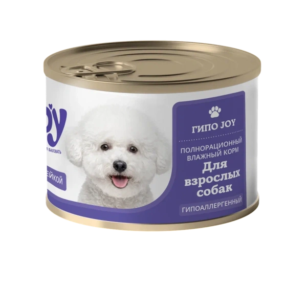 JOY ГИПО 200г консервированный гипоаллергенный корм для собак с индейкой 